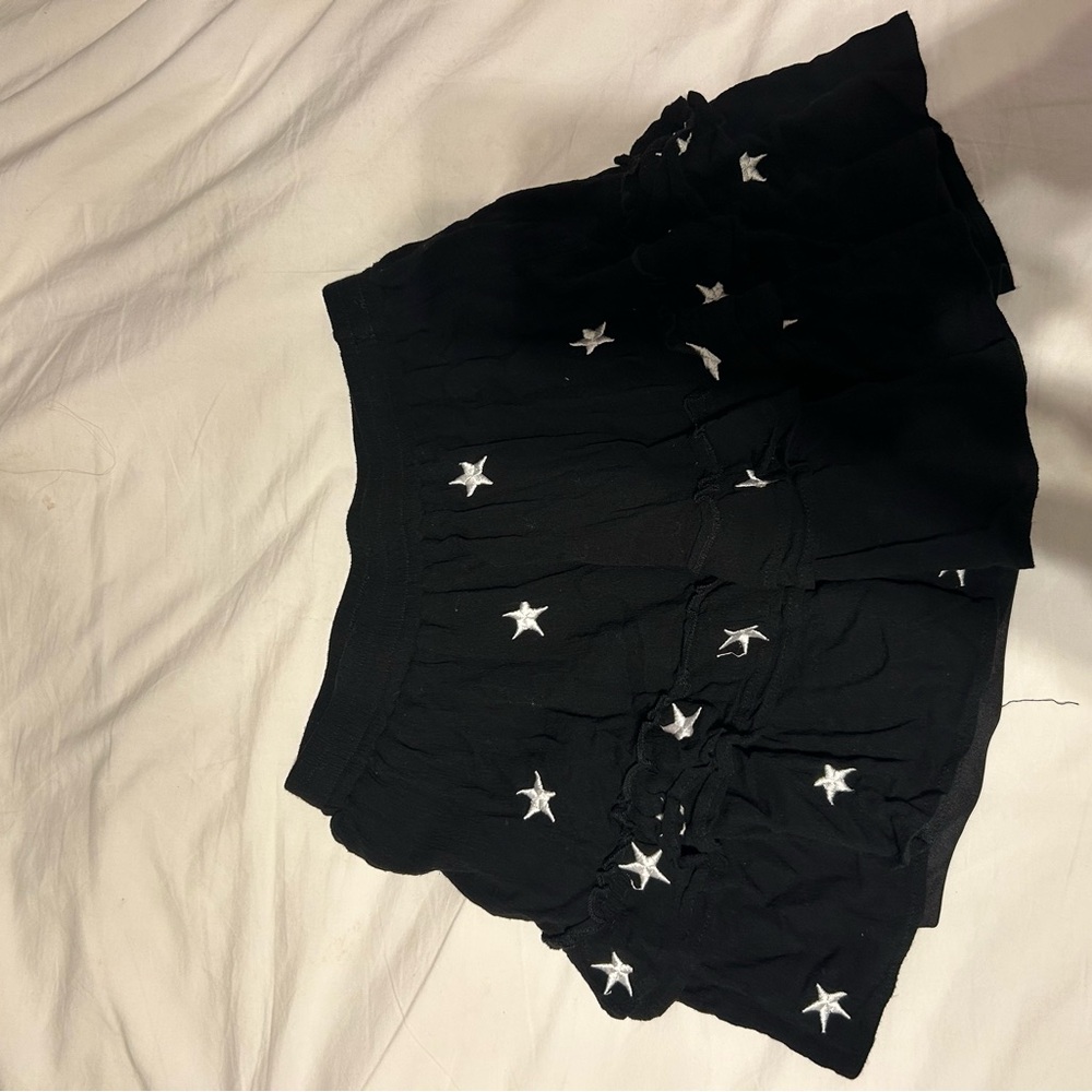 Lucy in the Sky Black Mini Skirt with White Stars